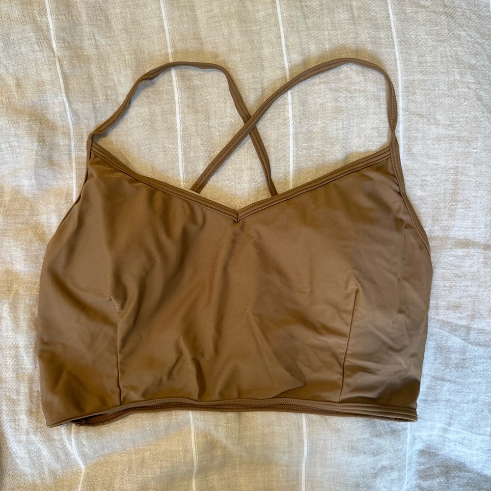 Kortni Jeane brown V’d Crop swim bikini top